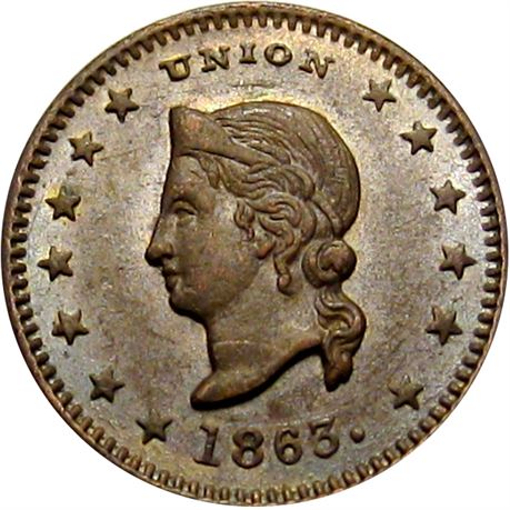 192  -  IL150AT-1a R8 Raw AU+ Chicago Illinois Civil War token