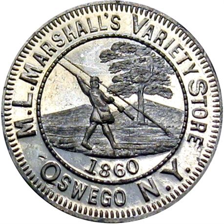 769  -  MILLER NY 1010  Raw MS63 Fly Fishing Oswego New York Merchant token
