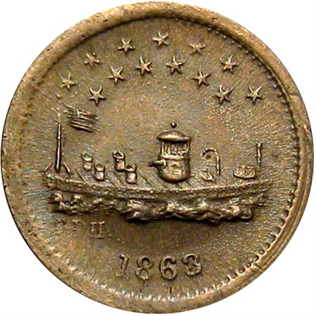 140  -  240/341 d R9 Raw MS62 Monitor Copper Nickel Patriotic Civil War token
