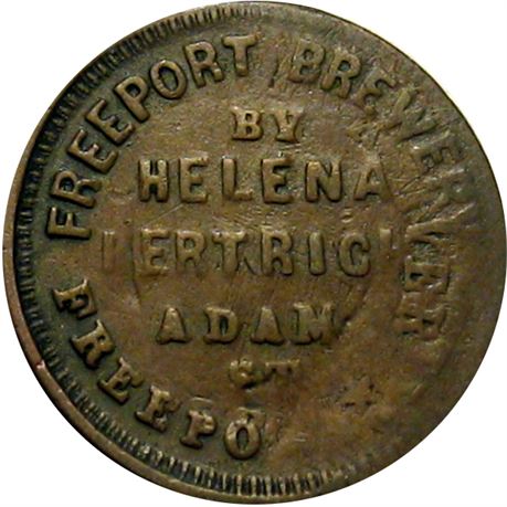 195  -  IL320E-1ao R8 Raw VF Female Brewery Freeport Illinois Civil War token