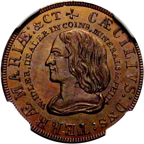 525  -  MILLER PA 217  NGC MS66 BN Idler Coin Dealer PA Merchant token