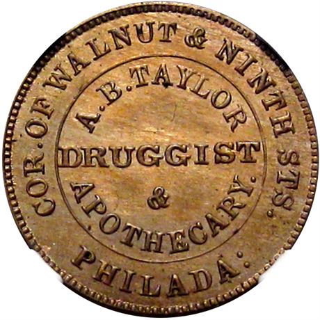 537  -  MILLER PA 507  NGC UNC Details Druggist Philadelphia Merchant token