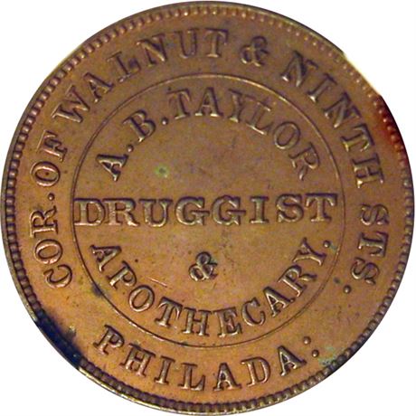 538  -  MILLER PA 508  NGC MS65 BN Druggist Philadelphia PA Merchant token