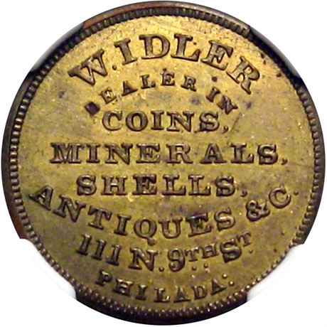 529  -  MILLER PA 230F  NGC UNC Details Idler Coin Dealer PA Merchant token