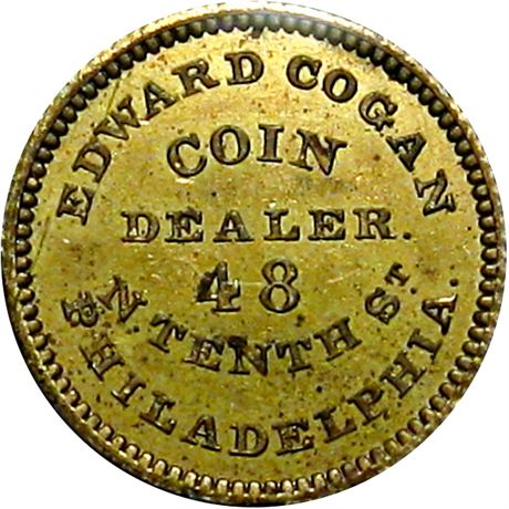 521  -  MILLER PA  90B  NGC MS63 1860 Cogan Coin Dealer PA Merchant token