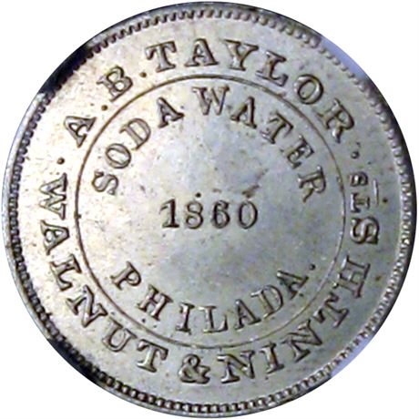 535  -  MILLER PA 504  NGC MS61 1860 Soda Water Philadelphia Merchant token