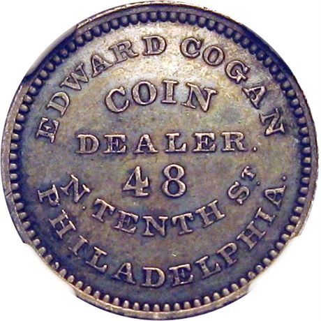 522  -  MILLER PA  90F  NGC MS64 Silver Cogan Philadelphia PA Merchant token