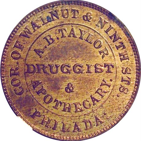 539  -  MILLER PA 509  NGC MS64 Druggist Philadelphia PA Merchant token