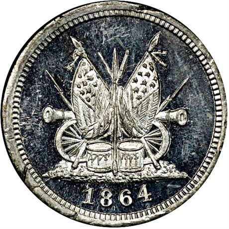 91  -  142/349 e R9 PCGS MS63 White Metal McClellan Patriotic Civil War token