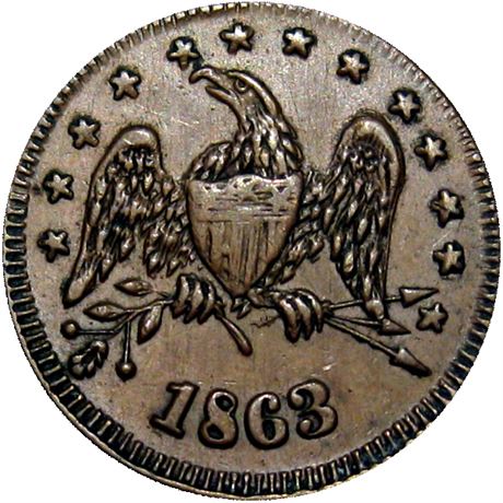 85  -  285/383 a R7 Raw EF Rare Gleason Patriotic Civil War token