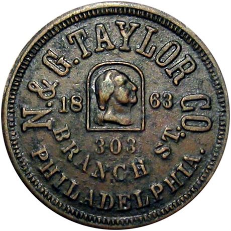 364  -  PA750V-2a R9 Raw EF Details Philadelphia Pennsylvania Civil War token