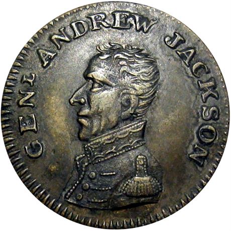 728  -  AJACK 1824-5 BR  Raw VF+ Andrew Jackson Political Campaign token