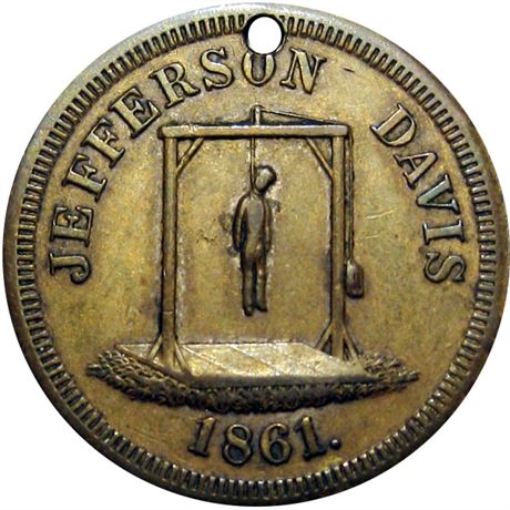 741  -  C 1861-13 BR  Raw AU Details Jefferson Davis Hanging Political token