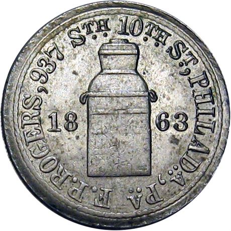 363  -  PA750P-3j R5 Raw EF+ Philadelphia Pennsylvania Civil War token