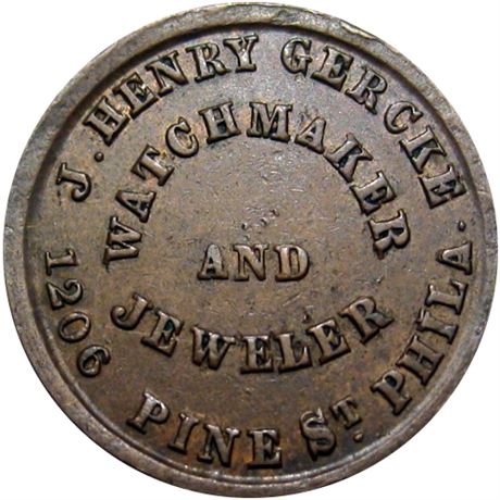 357  -  PA750K-1a NC Raw AU Philadelphia Pennsylvania Civil War token