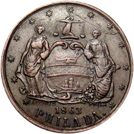 360  -  PA750M-2a R5 Raw EF Philadelphia Pennsylvania Civil War token
