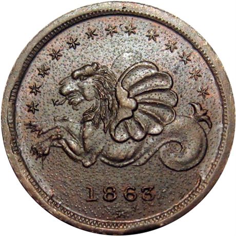 373  -  PA765P- 8a R5 Raw AU Pittsburgh Pennsylvania Civil War token