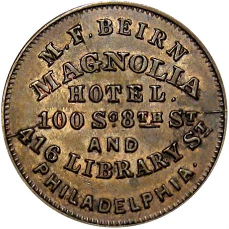 354  -  PA750E-5a R9 Raw AU+ Philadelphia Pennsylvania Civil War token