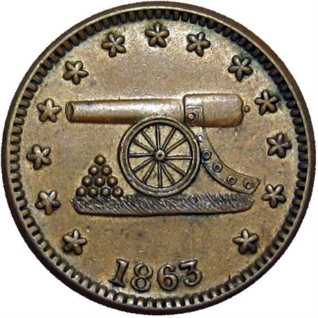 76  -  168/311 a R1 Raw AU  Patriotic Civil War token