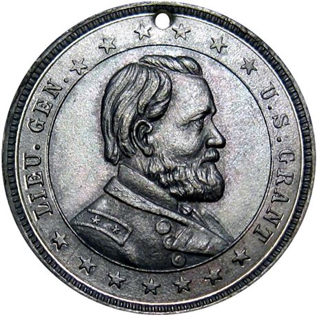 753  -  USG 1868-10 Slvd WM  Raw AU Ulysses S Grant Political Campaign token