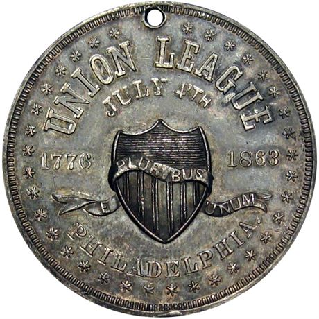 743  -  UL 1862-3 WM  Raw AU Details 1863 Union League Political Campaign token
