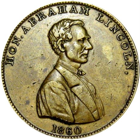 732  -  AL 1860-41 BR  Raw EF Details Abraham Lincoln Political Campaign token