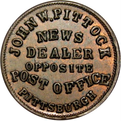 374  -  PA765P-29a R8 Raw MS62 Pittsburgh Pennsylvania Civil War token