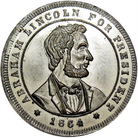 744  -  AL 1864-10 Slvd BR  Raw MS64 Abraham Lincoln Political Campaign token