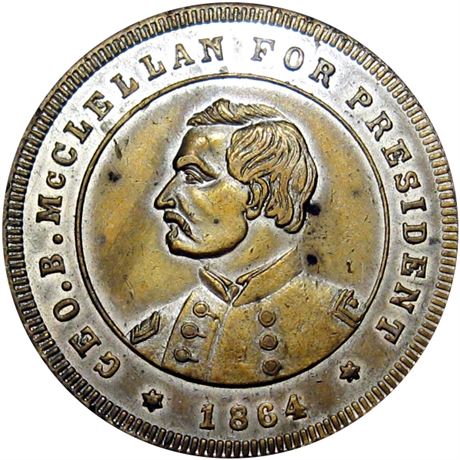 746  -  GMcC 1864-18 Slvd BR  Raw AU Details George McClellan Campaign token