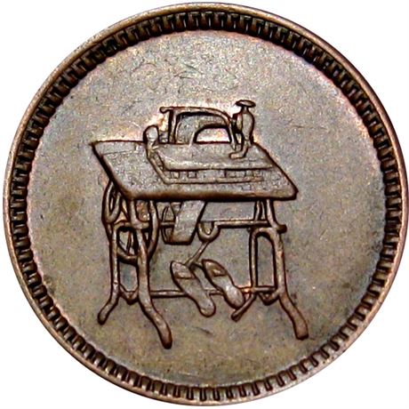 252  -  MN760B-1a R6 Raw EF+ Sewing Machine St. Paul Minnesota Civil War token