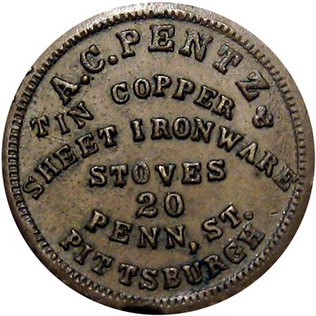 372  -  PA765O-1a R5 Raw EF+ Pittsburgh Pennsylvania Civil War token