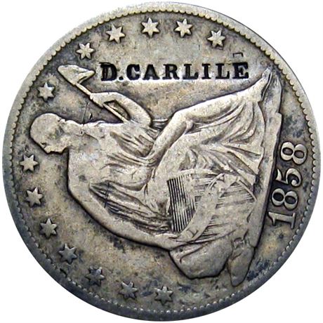 419  -  D. CARLILE on obverse of 1858-O Half Dollar Raw VF
