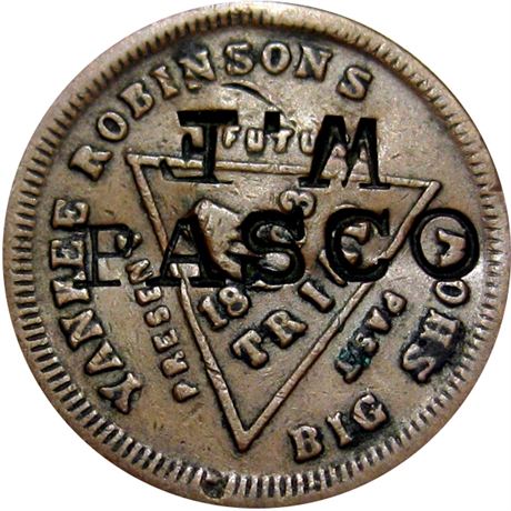 454  -  W. F. / PASCO on 1863 Yankee Robinson Civil War token Raw VF