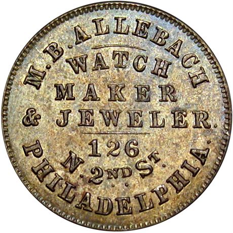 353  -  PA750B-1d R5 Raw MS63 Philadelphia Pennsylvania Civil War token
