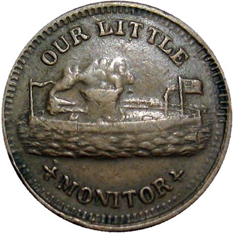 82  -  238/405 a R3 Raw VF+ Our Little Monitor Patriotic Civil War token