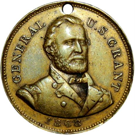 755  -  USG 1868-30 CU  Raw EF Details Ulysses S Grant Political Campaign token