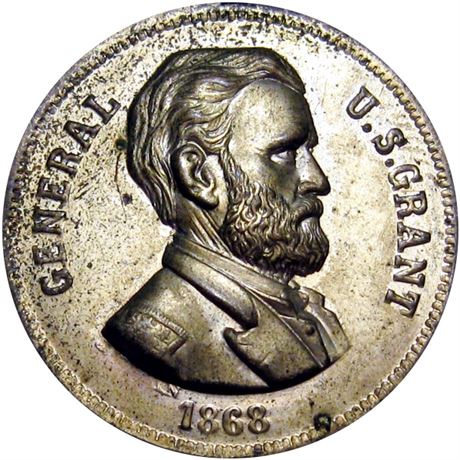 759  -  USG 1868-50 Slvd BR Shell  Raw MS63 Ulysses S Grant Campaign token