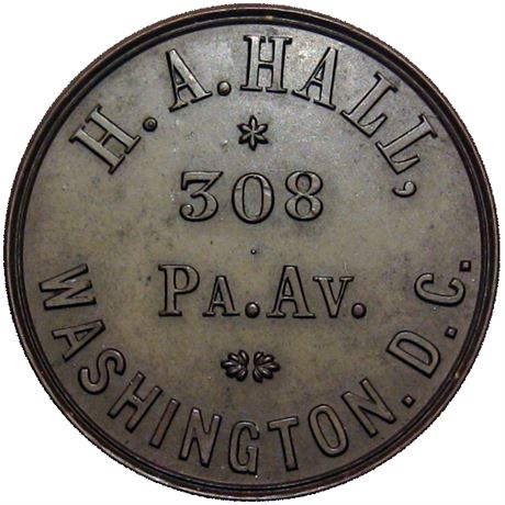 137  -  DC500A-1h R9 Raw MS63 Washington DC Hard Rubber Civil War token