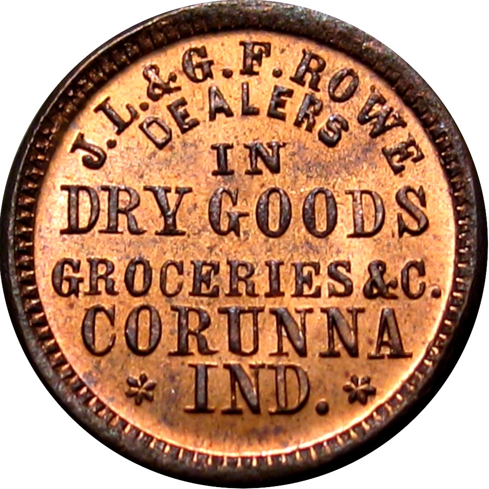 civilwartokens.com - IN190D-3a Corunna Indiana Rowe Dry Goods Civil War ...