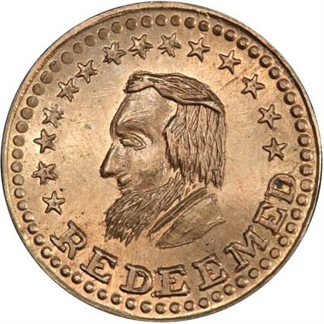 283  -  134/472 d R9 PCGS MS66 Abraham Lincoln Patriotic Civil War token
