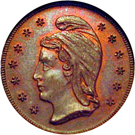 255  -   38/438 a R9 NGC MS64 RB Very Rare Dies Patriotic Civil War token