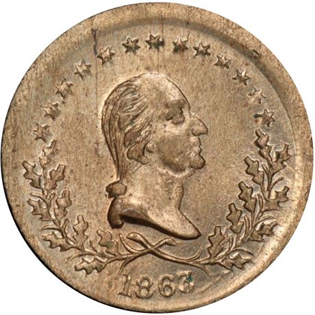 273  -  119/199 d R9 PCGS MS64 George Washington Patriotic Civil War token