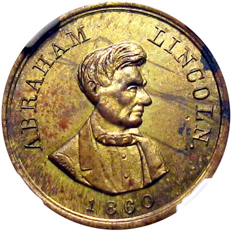 443  -  AL 1860-55 BR  NGC MS62 Abraham Lincoln Political Campaign token