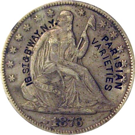 339  -  PARISIAN VARIETIES N. Y. on an 1876-CC Half Dollar NGC XF Details