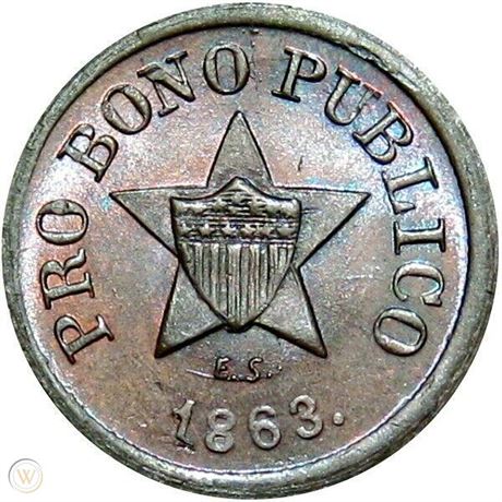 299  -  191/443 a R1 NGC MS66 BN Pro Bono Publico Patriotic Civil War token