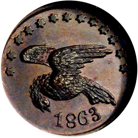 281  -  129/282 a R9 NGC MS64 RB Abraham Lincoln Patriotic Civil War token