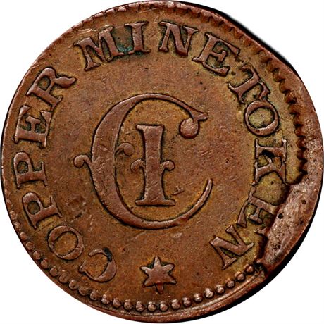 264  -  104/521 a R8 PCGS AU55 Copper Mine Patriotic Civil War token