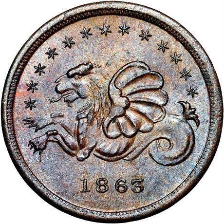 215  -  OH165DL-4a R6 NGC MS66 BN Sea Monster Cincinnati Ohio Civil War token