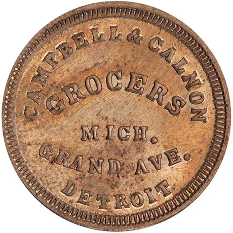 116  -  MI225 Ma-4d R9 PCGS MS64 Copper Nickel Detroit Michigan Civil War token