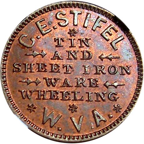 309  -  WV890G-6a R9 NGC MS66 BN Wheeling West Virginia Civil War token